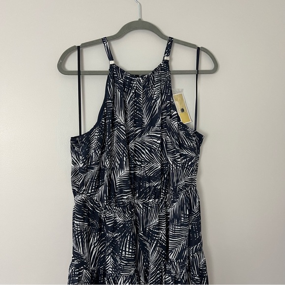 NWT Michael Kors Palm Print Halter Neck Dress - Picture 11 of 13